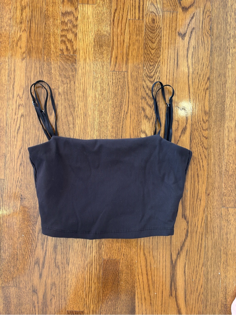 Buff Bunny Athletic Black Ribbed Square-Neck Crop Tank Top - Women